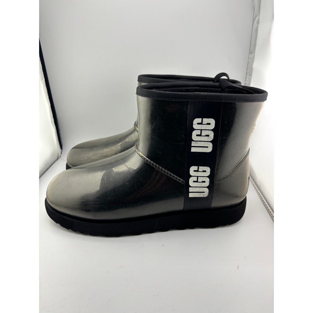 UGG Classic Clear Mini Black Waterproof Rain Boots 1113190 Womens 9